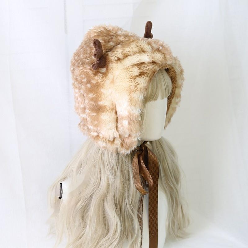 Xiaogui - Deer Spot - Japanese Kawaii Lolita Hat Cute Antler Fleece Lei Feng Hat