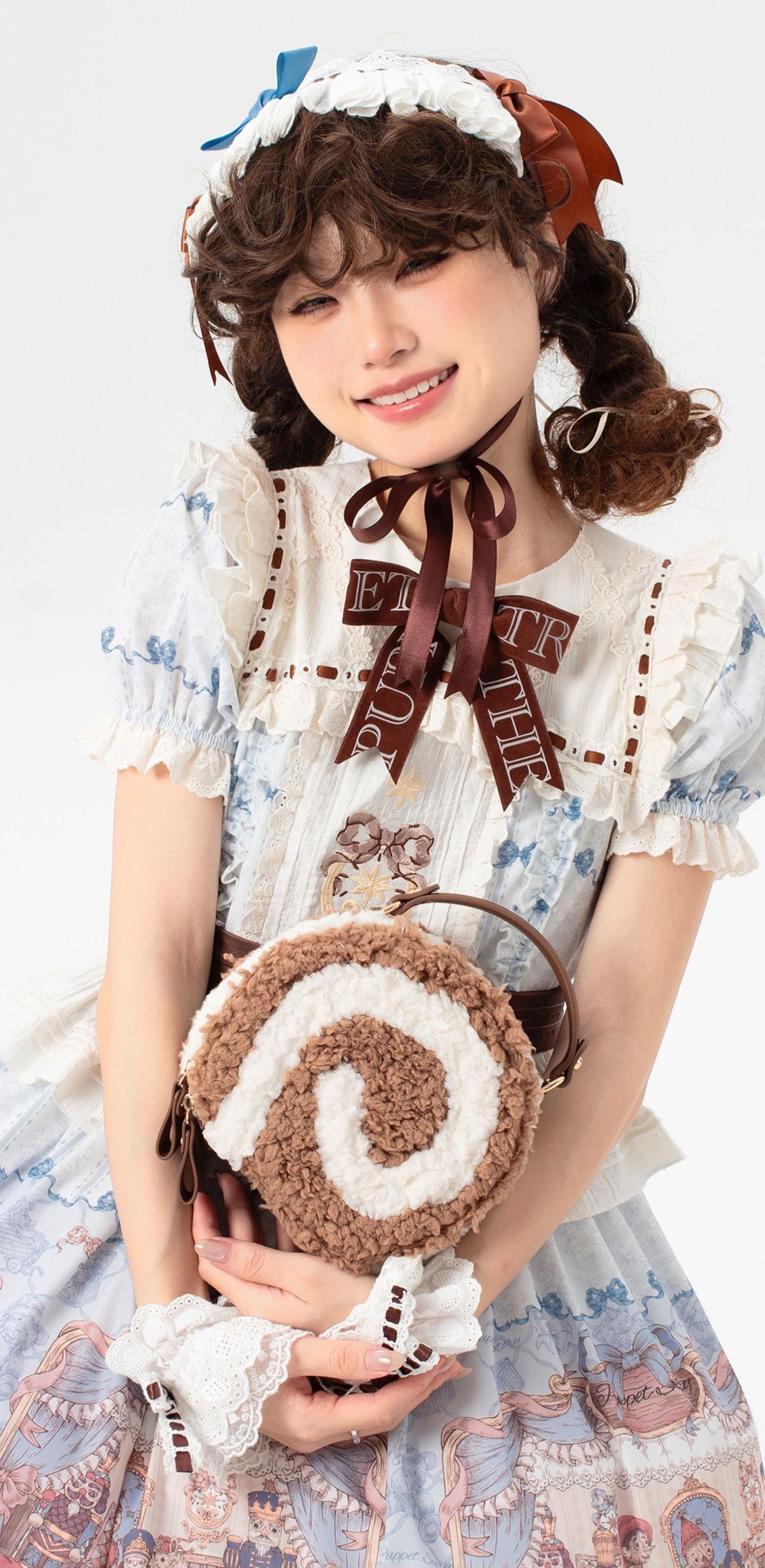 LovelyLota - Little Swiss Roll - Cute Plush Lolita Bag, Adjustable Crossbody Strap