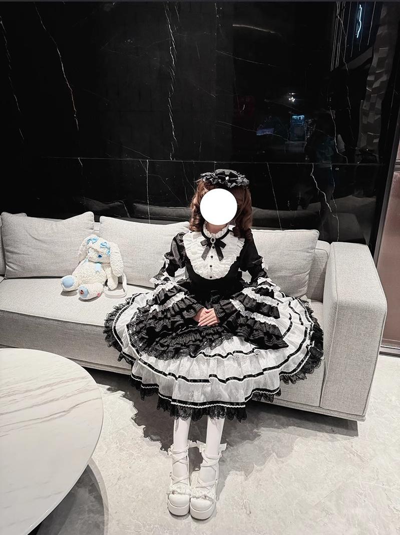 Buling Moon - Solo Puppet - Sweet Lolita OP Dress with Princess Long Sleeves