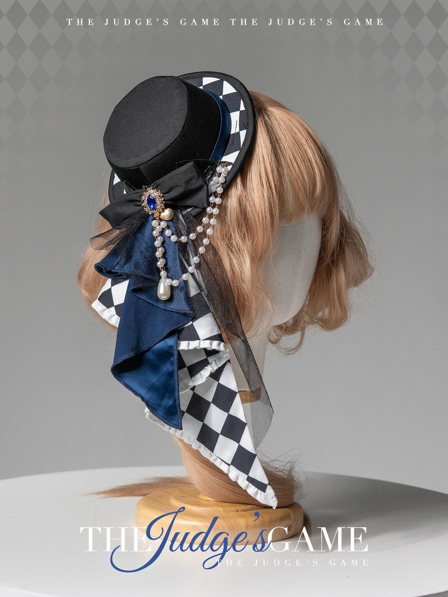 Forest Fluorescent Carps - The Judge's Game - Dark Blue Ouji Lolita Tailored Vest, Shorts Outfit