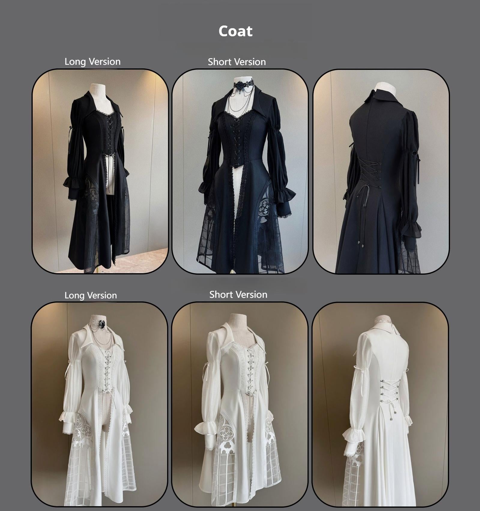 Susin Lolita - Night Traveler - Gothic Lolita Skirt Outfit Long Coat Shirt and Bustier Set 42118:727564