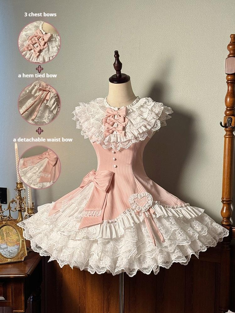Alice Girl~Arrogant Miss~Sweet Lolita Jumper Dress with Tiered Lace Dress (L M S XL XS) 41484:700002