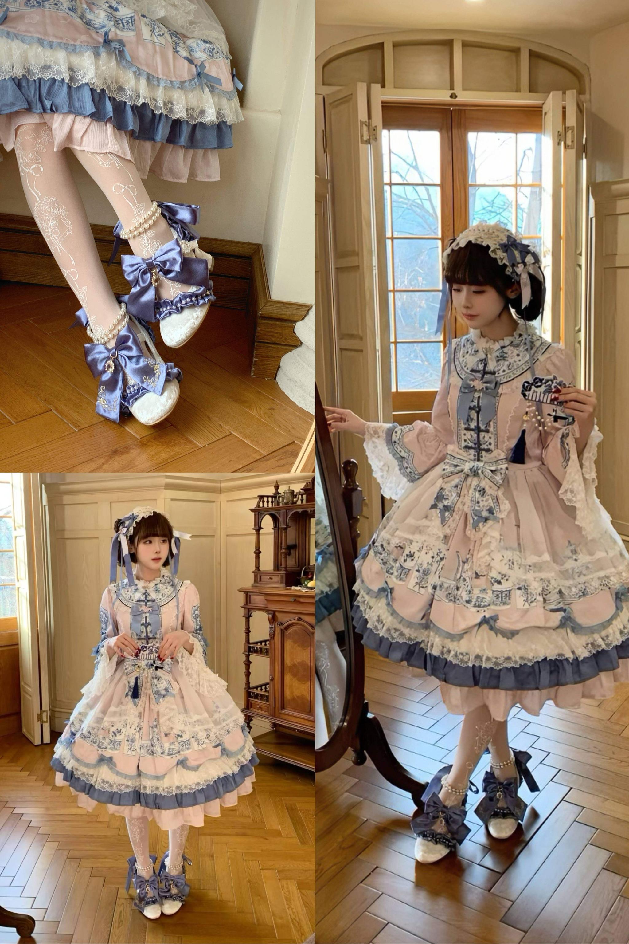 Ribbon Anthem - Wedding Classic Lolita Heels, Detachable Bow & Pearl Ribbon 44844:825885