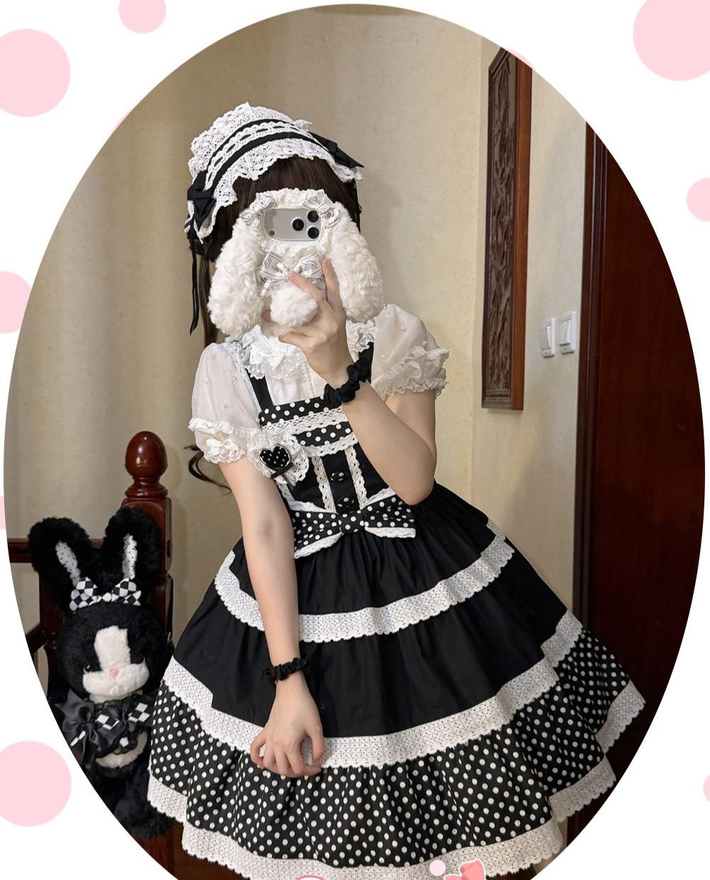 Cotton Sweet Lolita Polka Dot JSK & Salopette Dress 45589:853429
