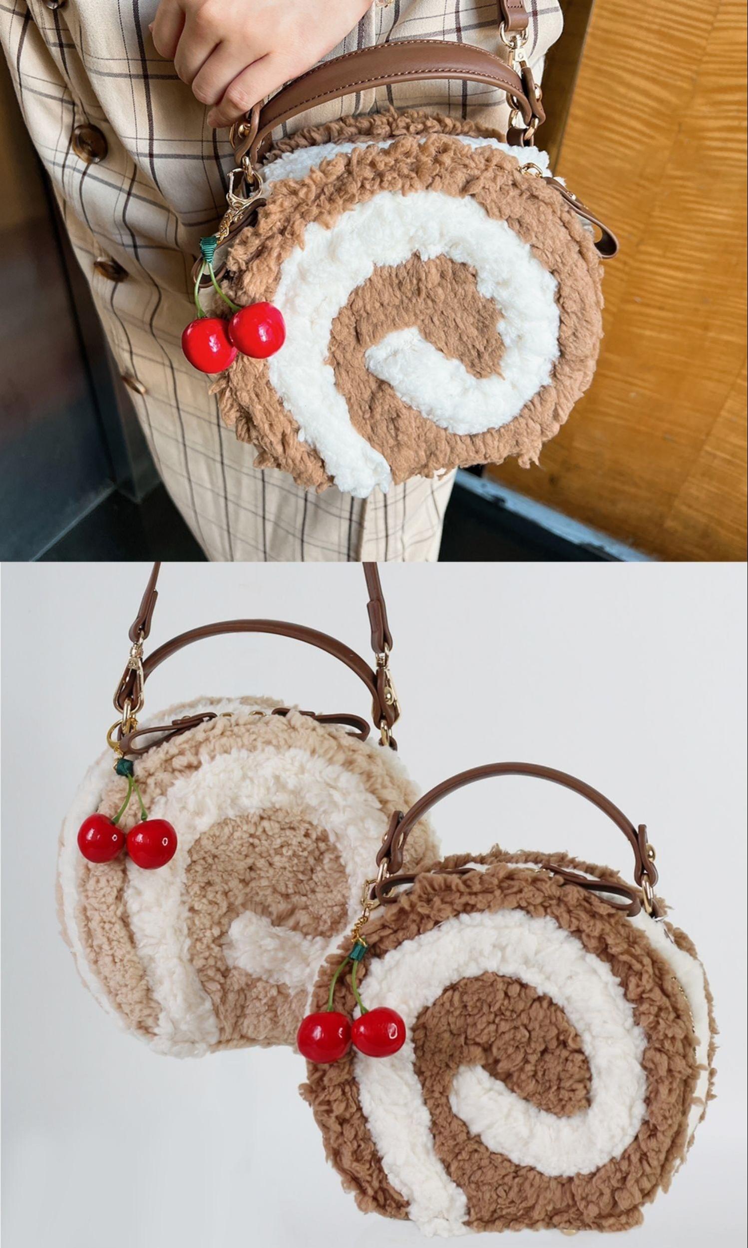 LovelyLota - Little Swiss Roll - Cute Plush Lolita Bag, Adjustable Crossbody Strap
