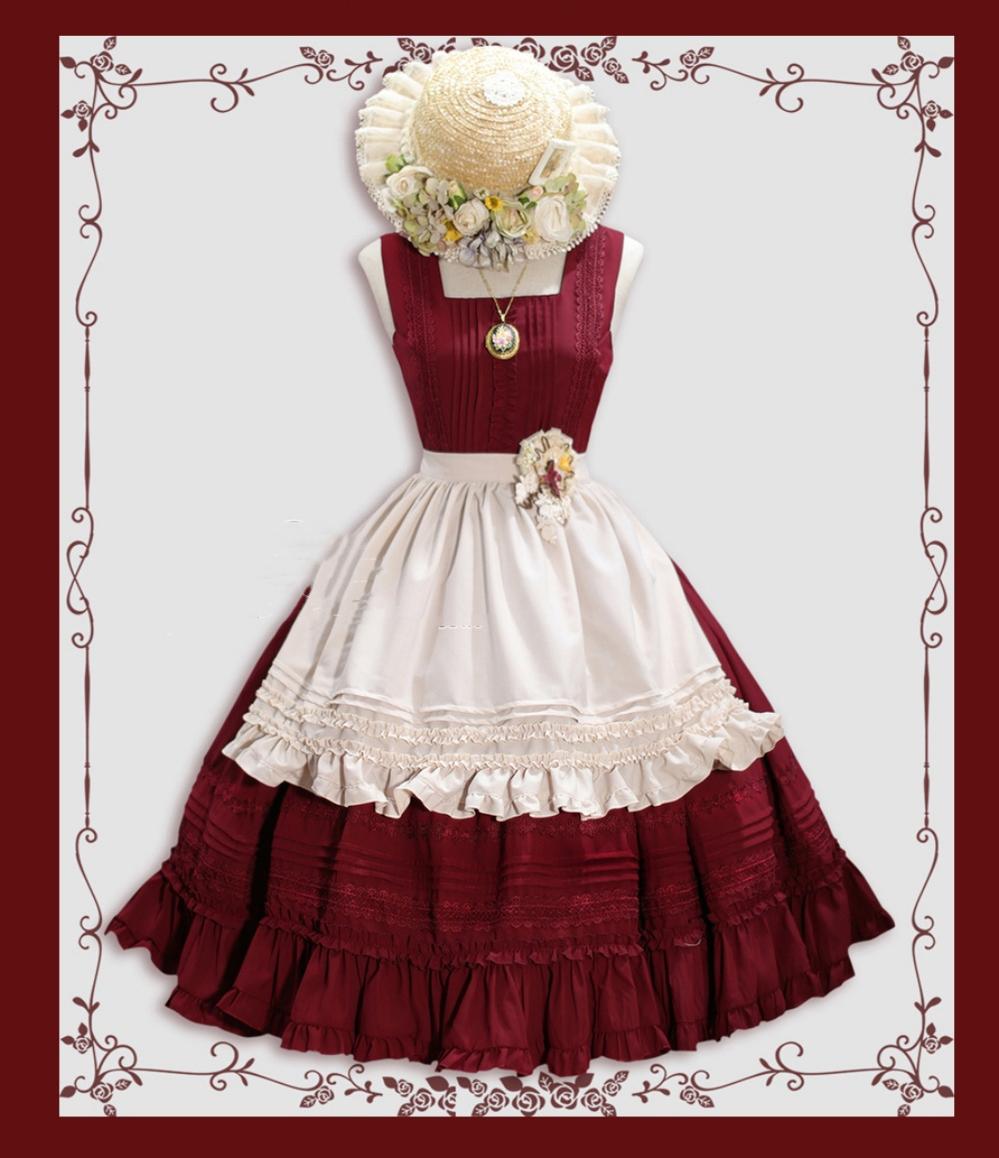 Tiny Garden - Nocturne Reminiscence - Elegant Lolita JSK Dress Multi-Wear Apron Dress Set 19290:596386