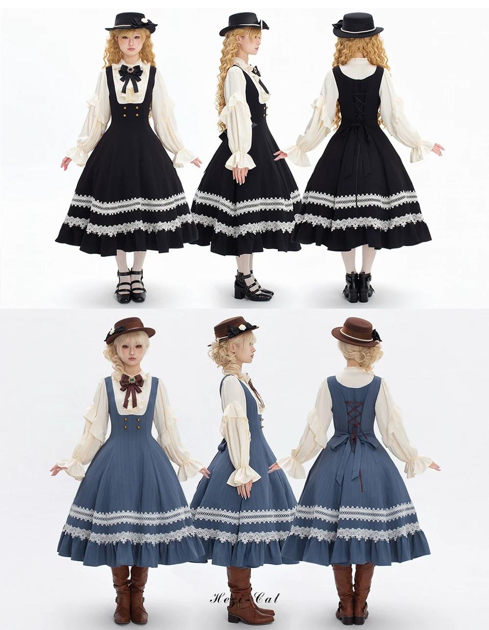 Hometown Autumn - Plus Size Classic Lolita Fake Two-Piece OP Dress 45667:857566