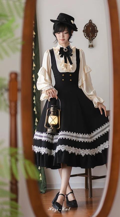Hometown Autumn - Plus Size Classic Lolita Fake Two-Piece OP Dress 45667:857580