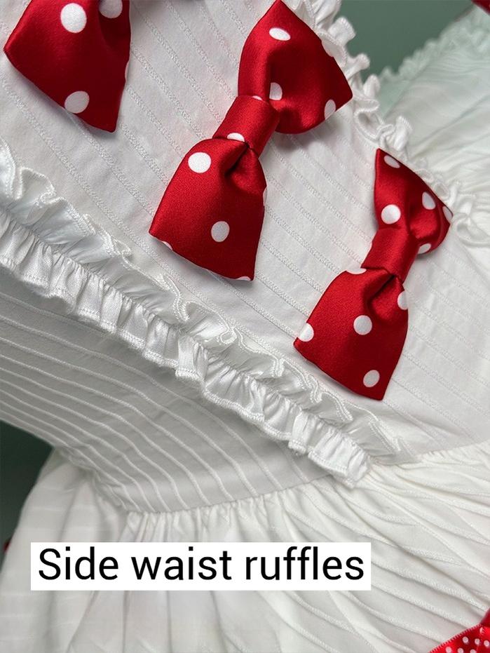 Shuang Sheng Xiao Xiong - Bite The Cake - Sweet Lolita Dress, Red & White Polka Dots