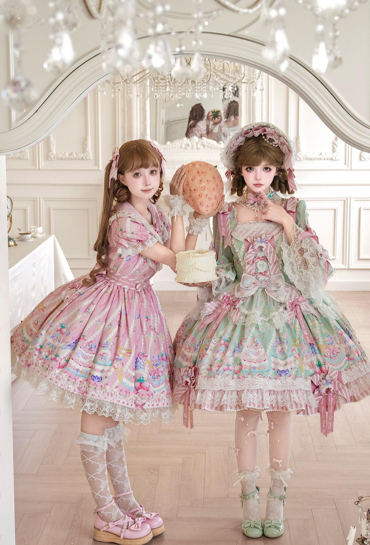 Macaron - Printed Sweet Lolita OP Dress, Old School Lolita JSK Available