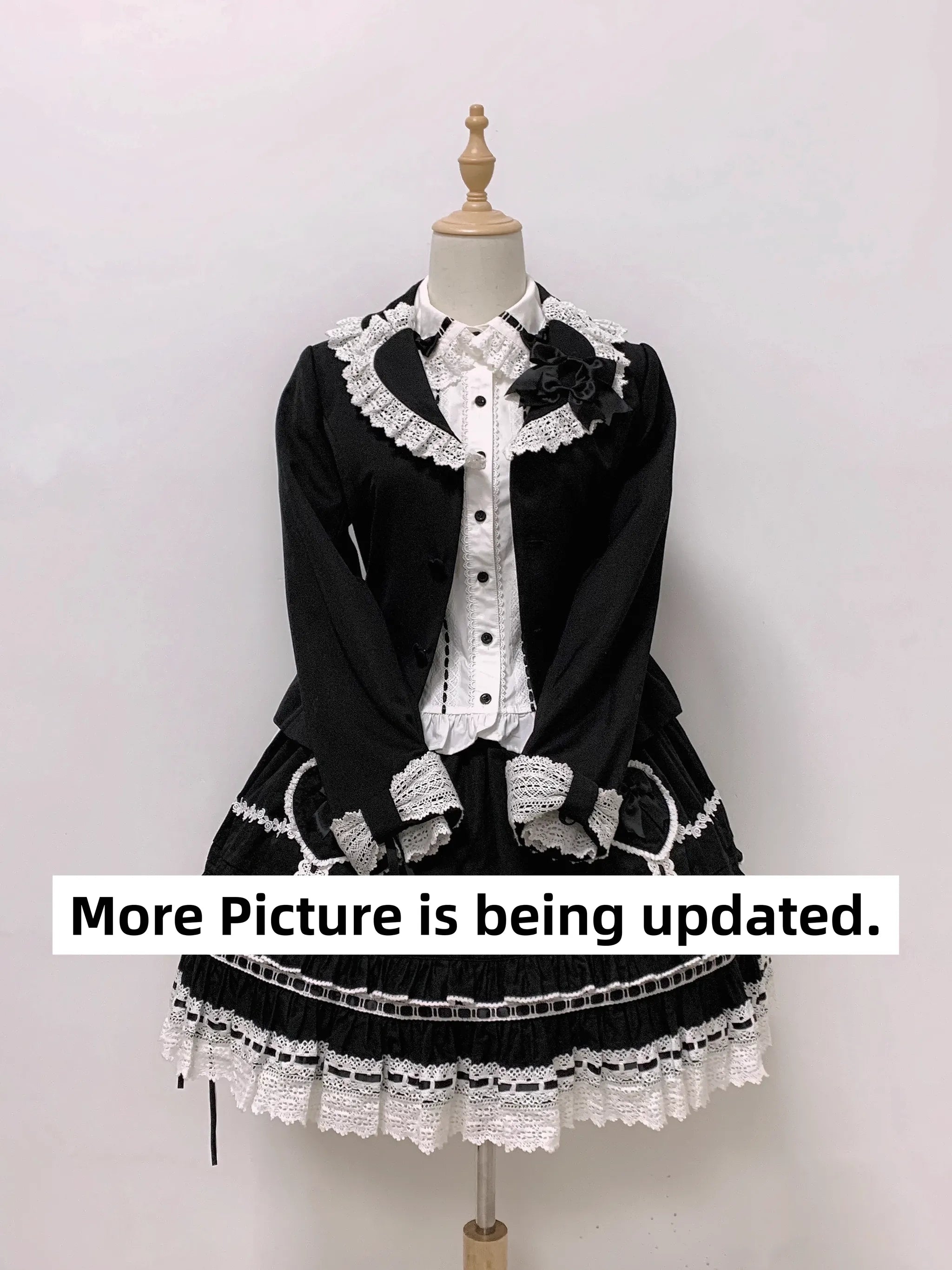 Bunny's Wish - Old School Lolita Coat, Flounce Hem Skirt White TR Version Coat XS