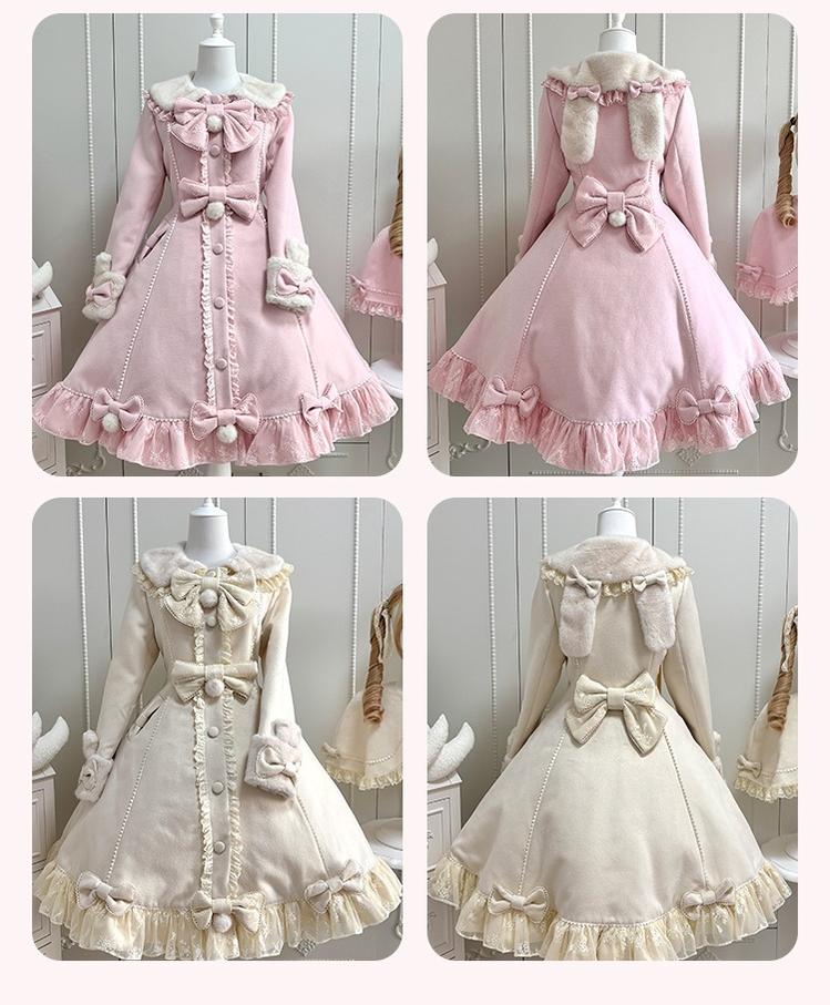 Mengfuzi - Nico Bunny - Winter Sweet Lolita Overcoat, Detachable Cape 44102:795410