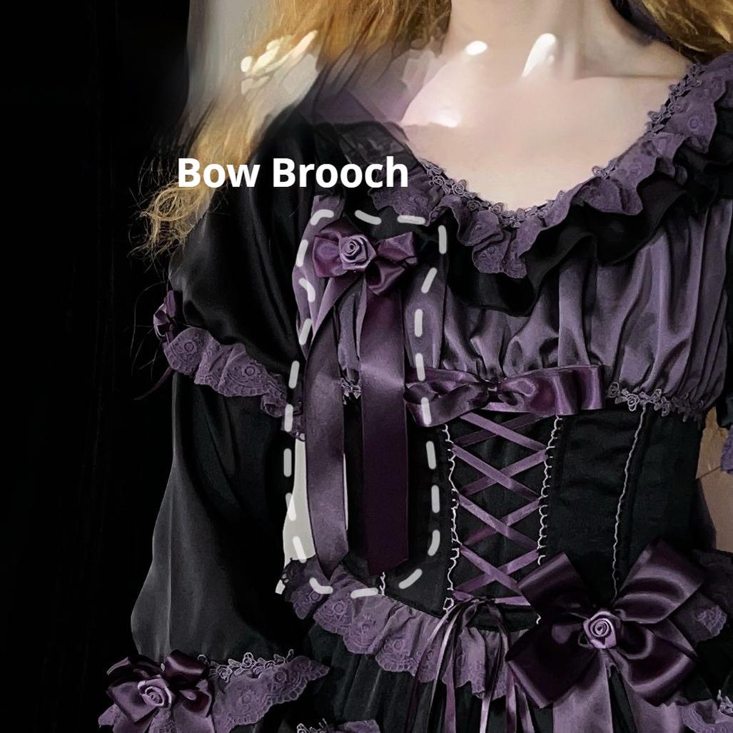 Uncle's Workshop - Stacked - Lolita Accessory Set Hairband Bow Trailing Brooch Choker Purple Brooch Only