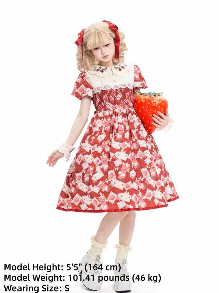 Strawberry Witch - Kawaii Lolita OP Dress, Strawberry Print 43836:786717