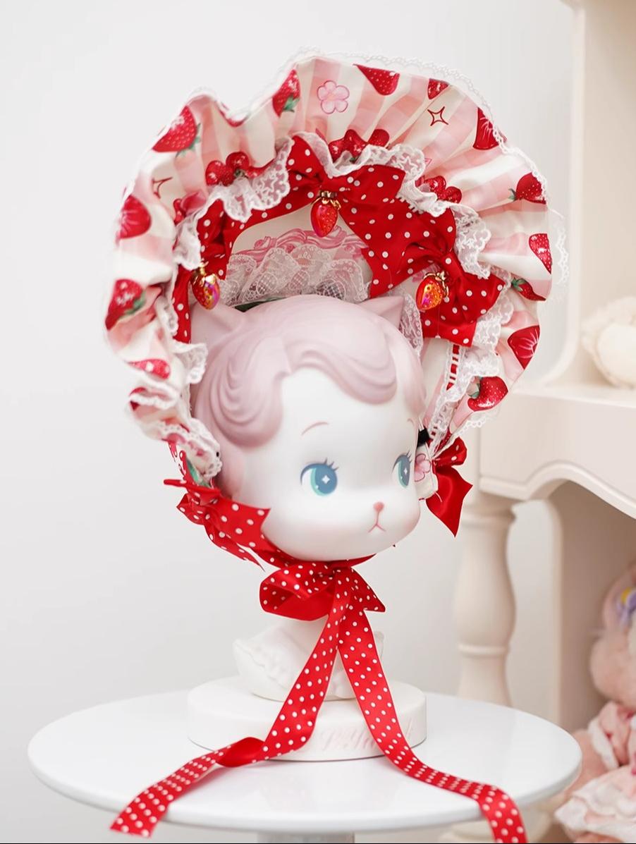 Mengfuzi - Strawberry - Sweet Lolita BNT Strawberry Print Detachable Sleeves Strawberry BNT Only Ivory