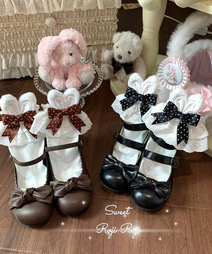 Roji Roji - Sweet Lolita Cotton Socks, Bunny Ear & Ribbon Bow 44135:796846