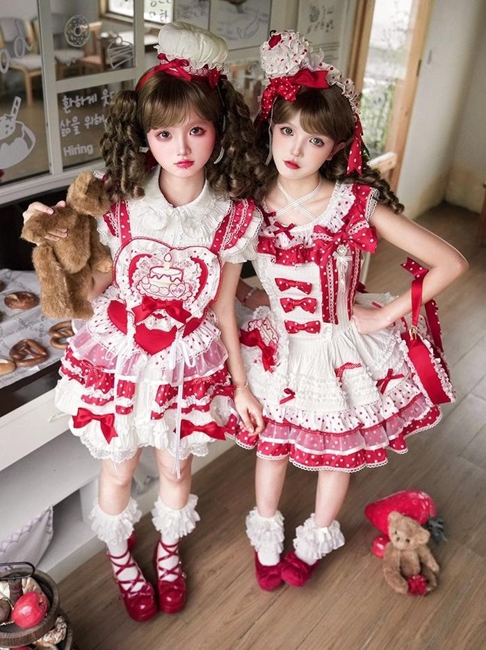 Shuang Sheng Xiao Xiong - Bite The Cake - Sweet Lolita Accessories, Red & White Polka Dots 43602:781289