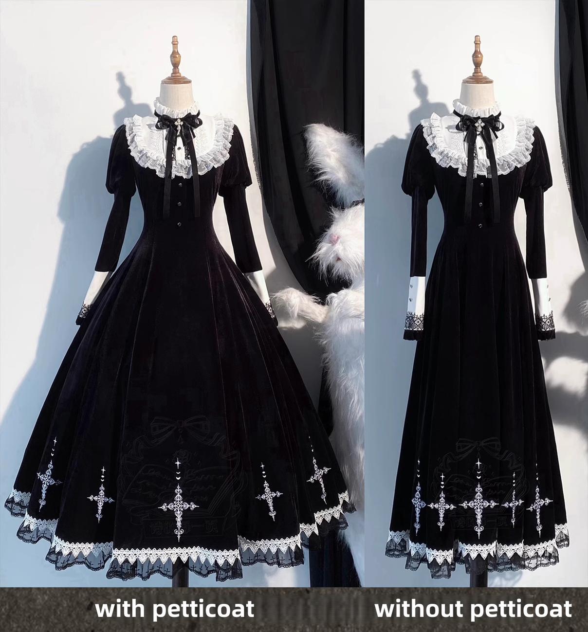 Cross Craft - Ten-Panel Cut Gothic Lolita OP, Embroidered Crosses 44402:806609