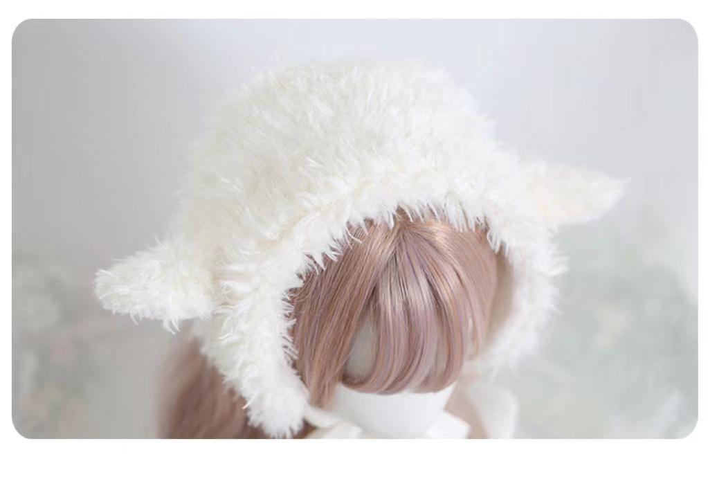 Xiaogui - Kawaii Lolita Earflap Hat Winter Lolita Earflap Hat Sheep Ear