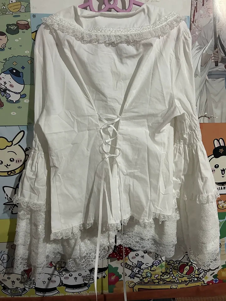 Mengfuzi - Cannelés - Elegant Lolita Cotton Blouse, Hime Sleeve 34840:746299