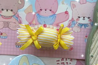 Bear Doll - Augustina - Sweet Lolita Candy Hair Clip and Brooch yellow striped barrette