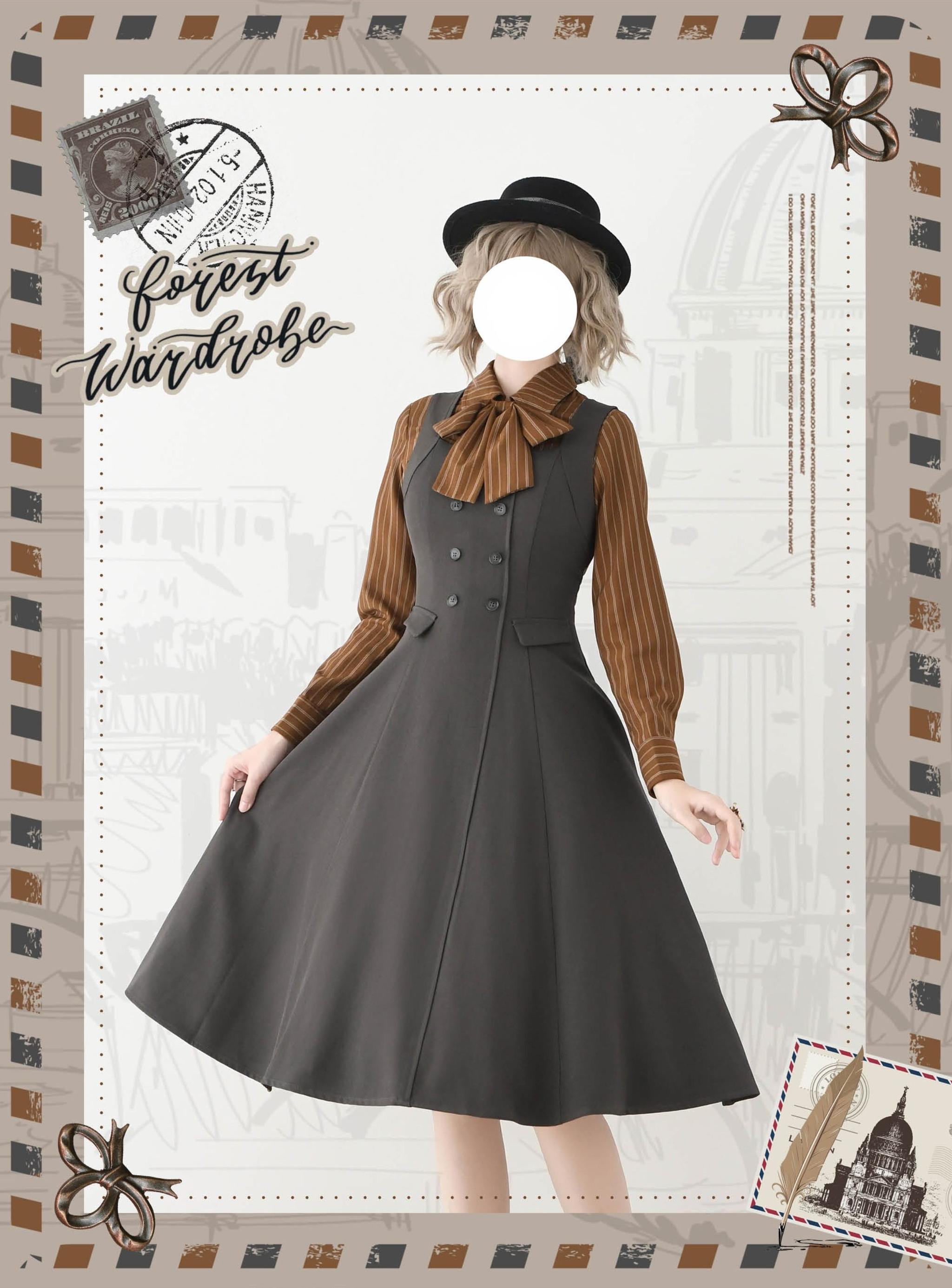 Forest Wardrobe - Foggy Forest - Elegant Lolita A-line JSK Dress, Side Pockets 44271:801682