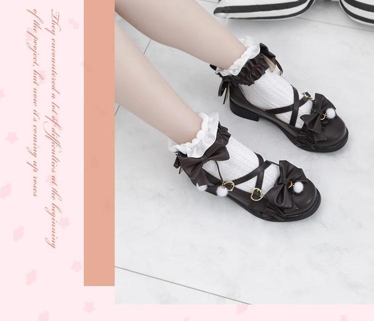 Fairy Godmothe~Preppy Style Flat Shoes Mid Heel Round Toe Lolita Shoes 32688:407338