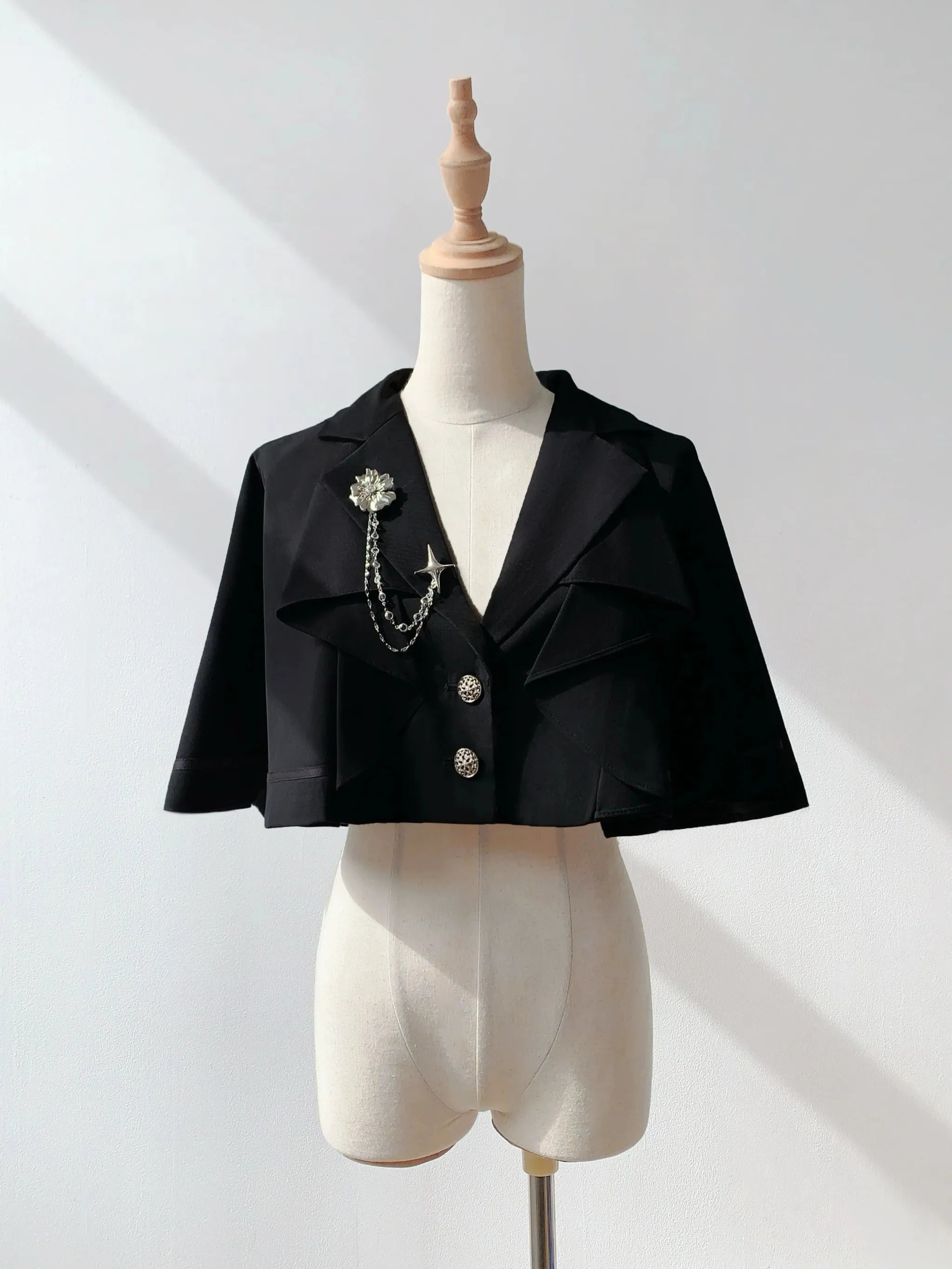 Night & Day Sonata - Ouji Lolita Princess Sleeve Shirt & Pants Suit Black Cape Only (one size) S