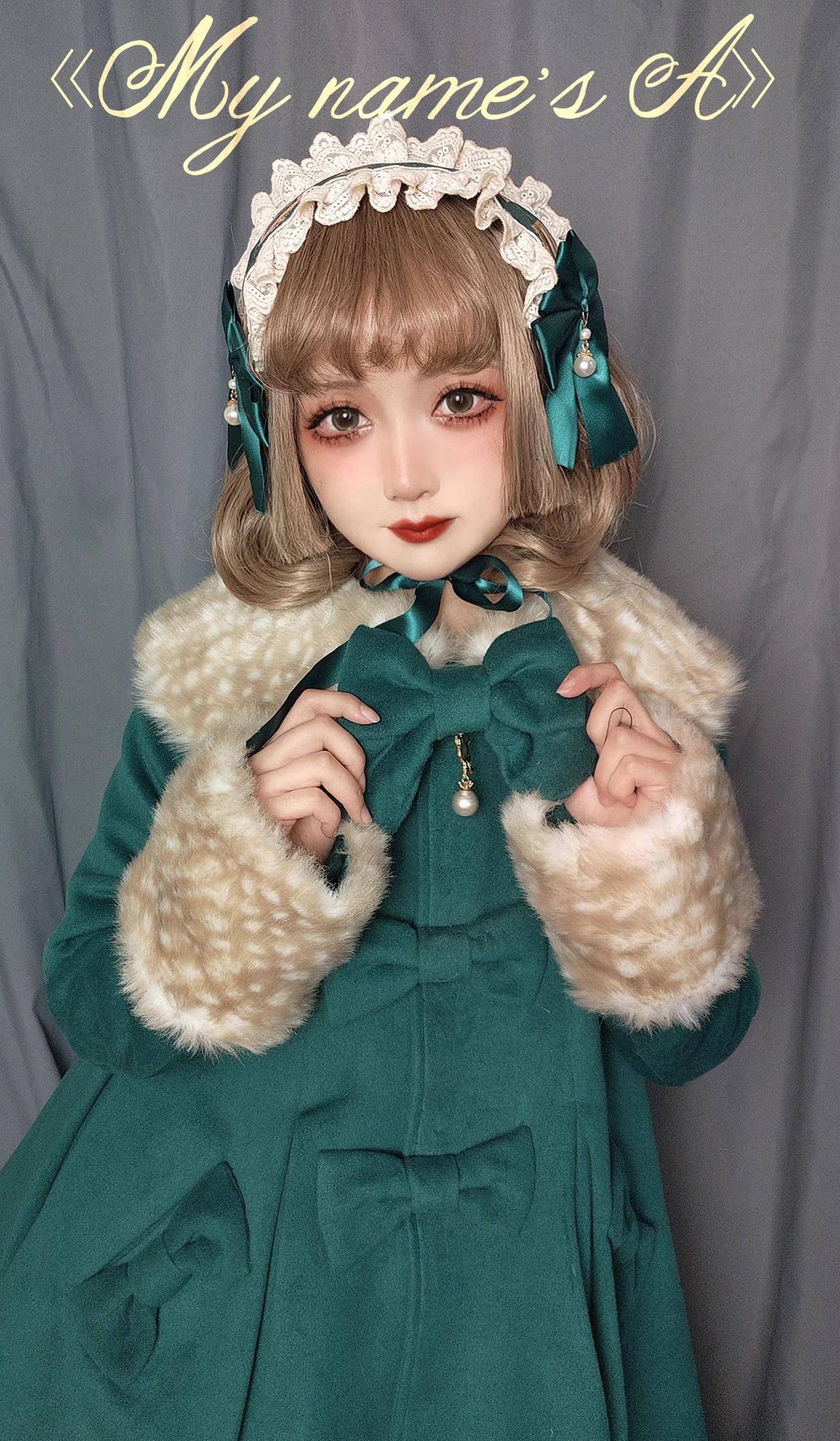 Unideer - Winter Lolita Coat Wool Bow Overcoat