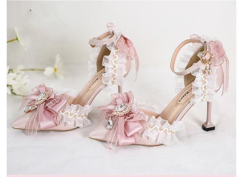 Xiaogui - Wedding Lolita Pointed Toe High Heels Shoes 8cm high heel 34