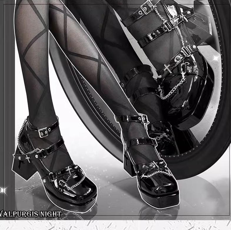 The night of the witch Lolita - Punk Lolita Heels Y2K Elegant Lolita Shoes