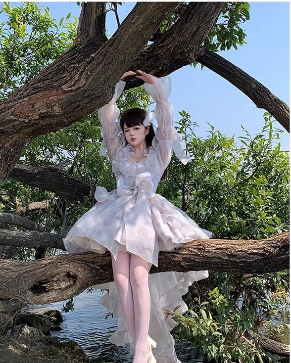 (BFM)POSHEPOSE~Iris Mind~Gorgeous Lolita Shawl High-end Chiffon Coat   