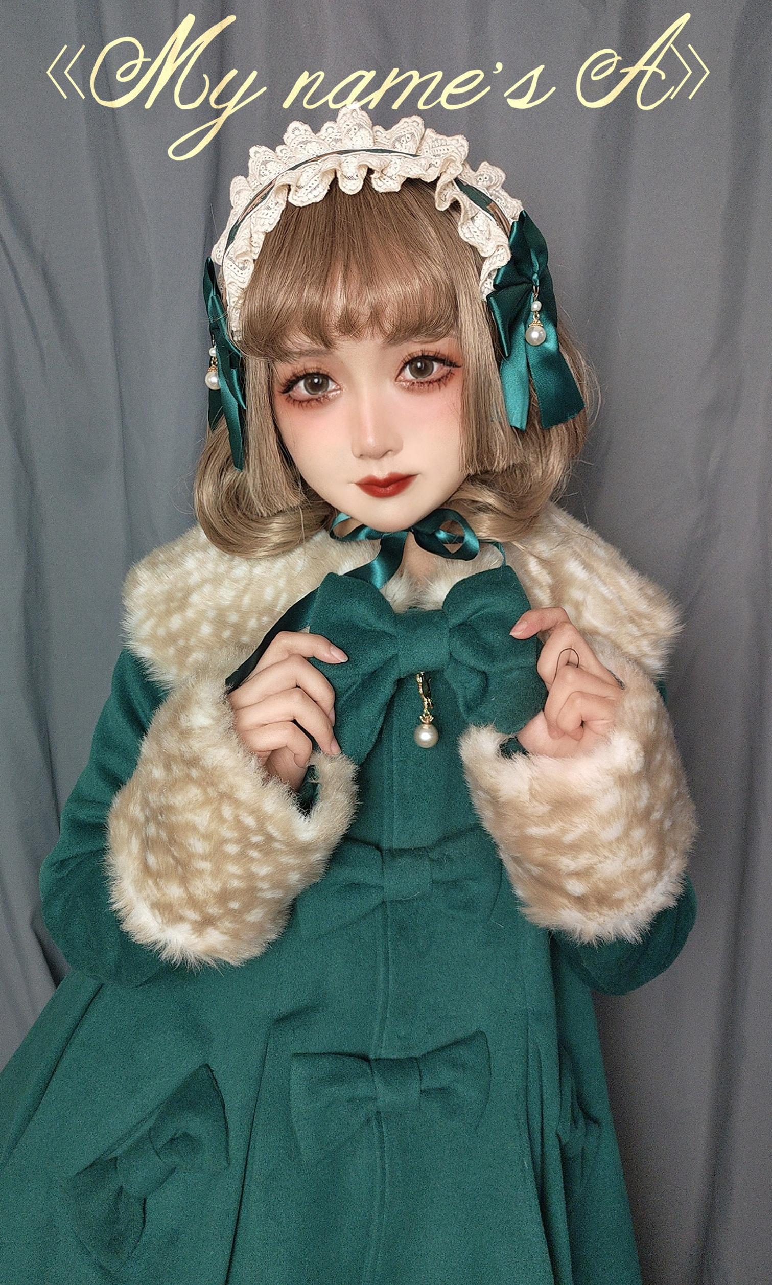 Unideer - Winter Lolita Coat Wool Bow Overcoat