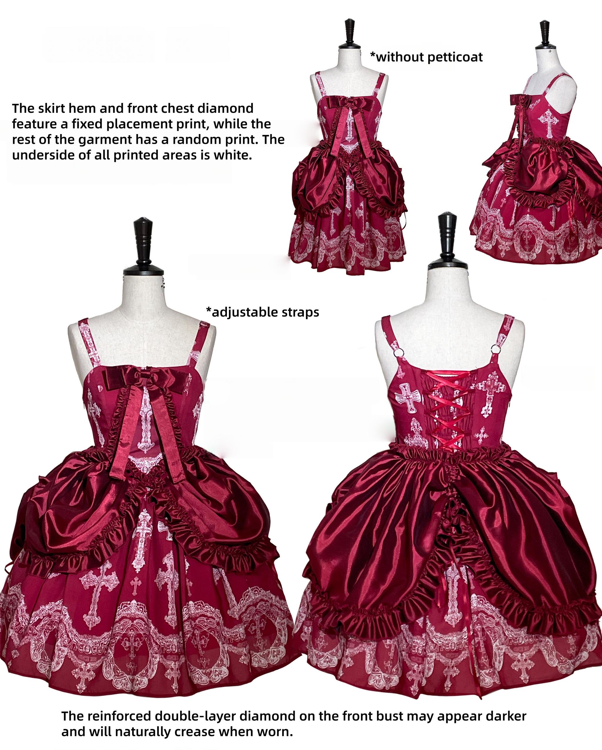 Lace Cross - Gorgeous Gothic Lolita JSK Dress, Hime Sleeve Bolero