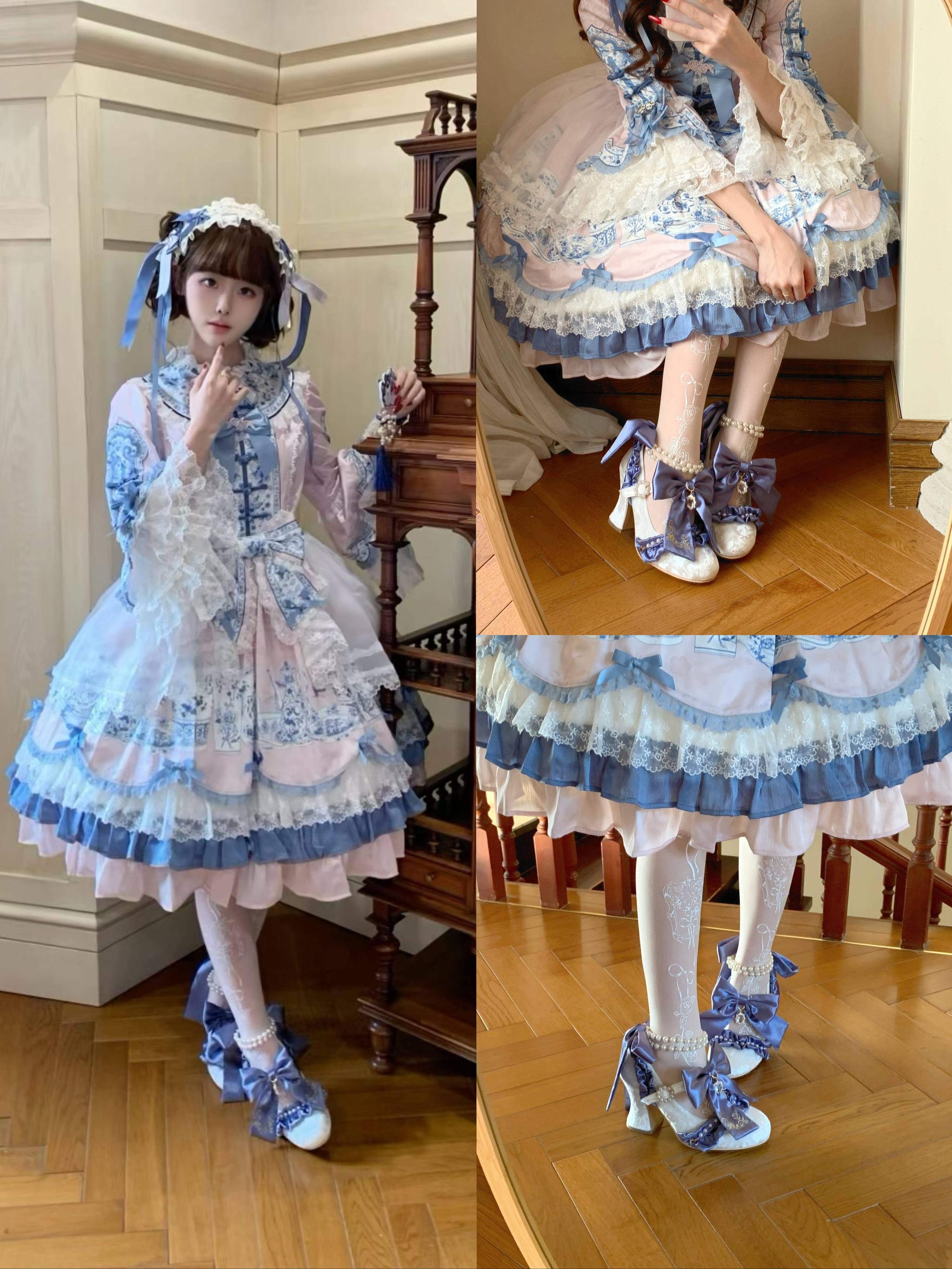 Ribbon Anthem - Wedding Classic Lolita Heels, Detachable Bow & Pearl Ribbon 44844:825884