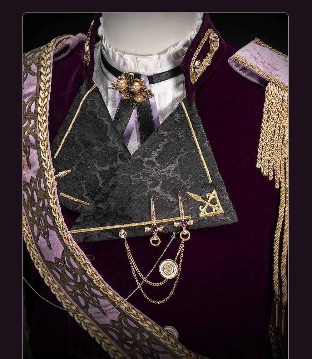 Canticle of Rites - Military Ouji Lolita Jacket & Shorts Set, Detachable Train 46053:873815