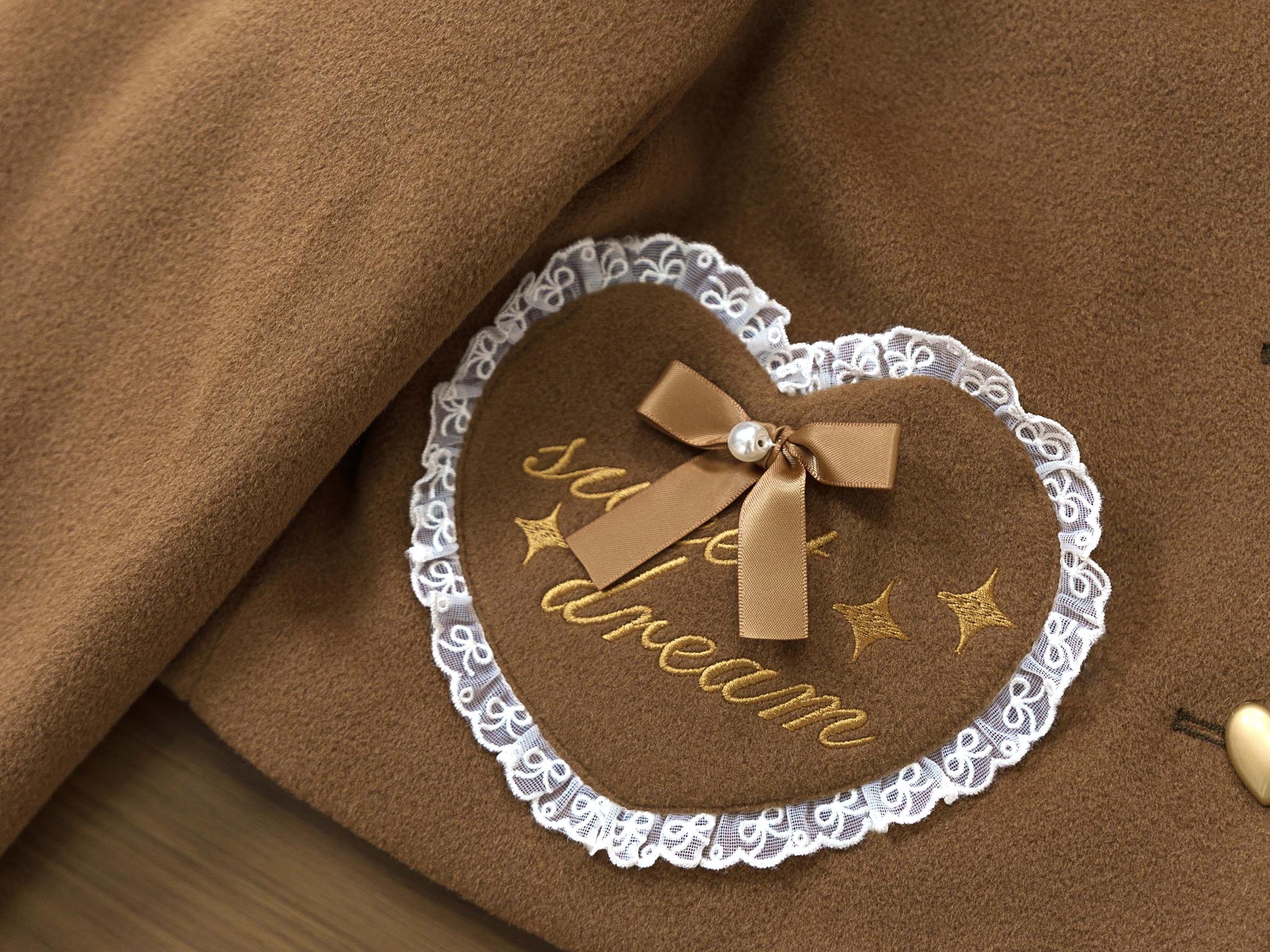 Milk Puff - Winter Fleece-lined Sweet Lolita Coat, Detachable Collar 44043:793452