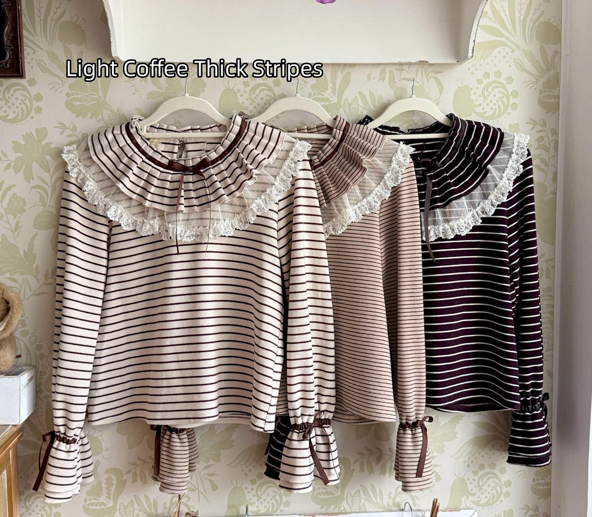 Himawari - Sweet Lolita Long Sleeve Blouse, Tiered Ruffle Collar (L M S) 45973:870487