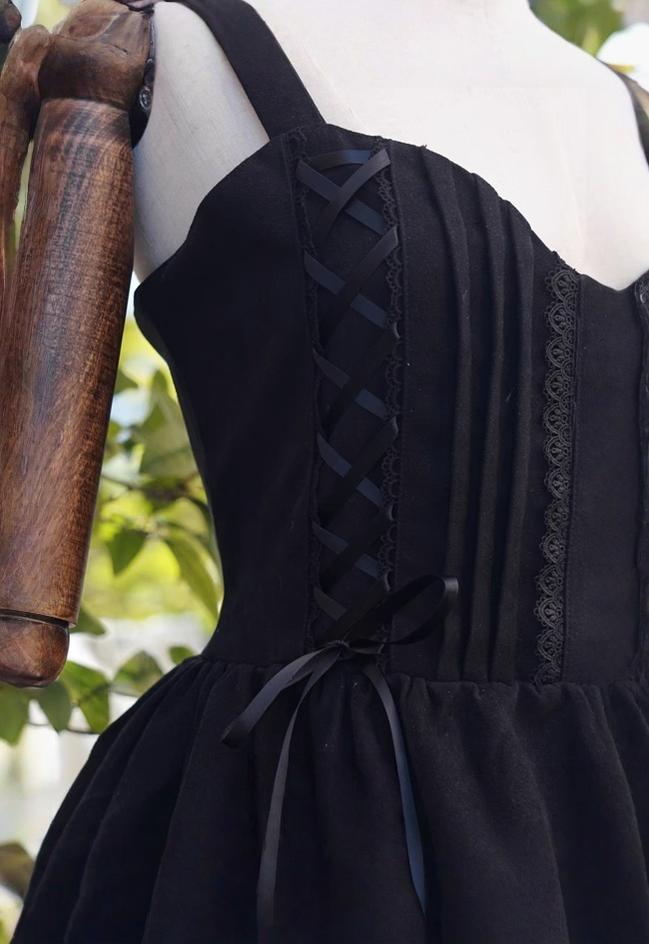 Tiny Garden - Garden Waltz - Black Elegant Lolita JSK, Knee Length Dress 44316:803939