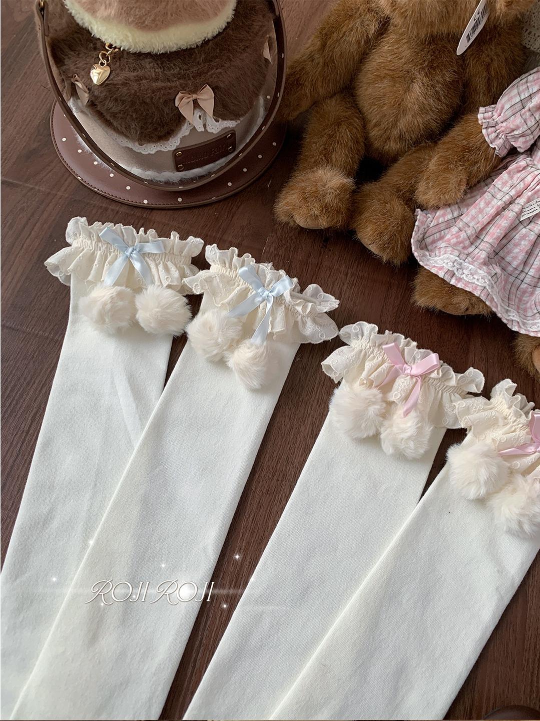 Roji Roji - Lolita Calf & Over-Knee Socks, Pom-Pom Accents 44347:804982