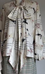 VTGDOLL - World War II love letter - Elegant Lolita Shirt and Lolita Painted SK S tie/hairband yellow print