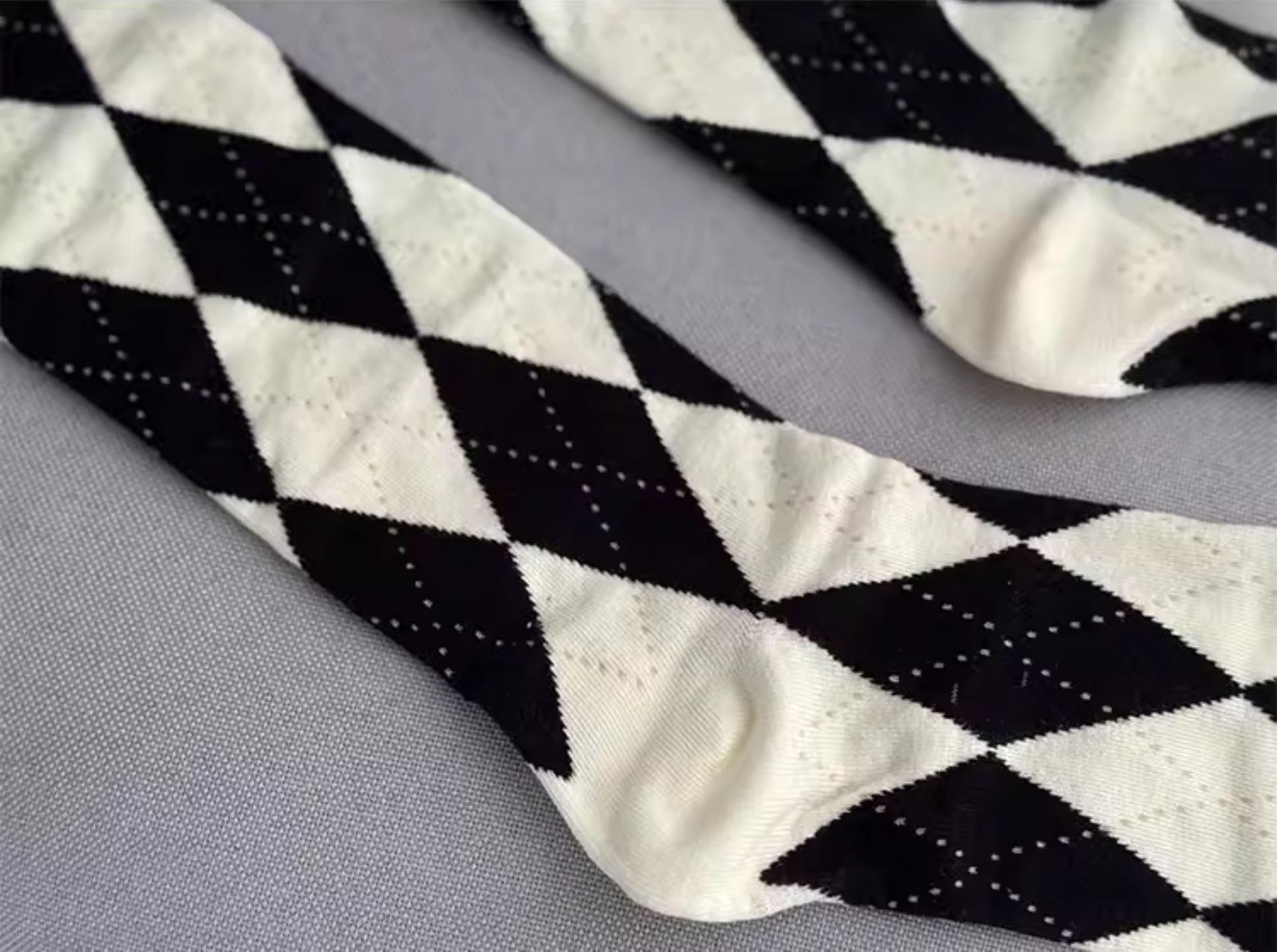 CastleToo - Cotton Ouji Lolita Argyle Calf Socks Calf Socks One Size