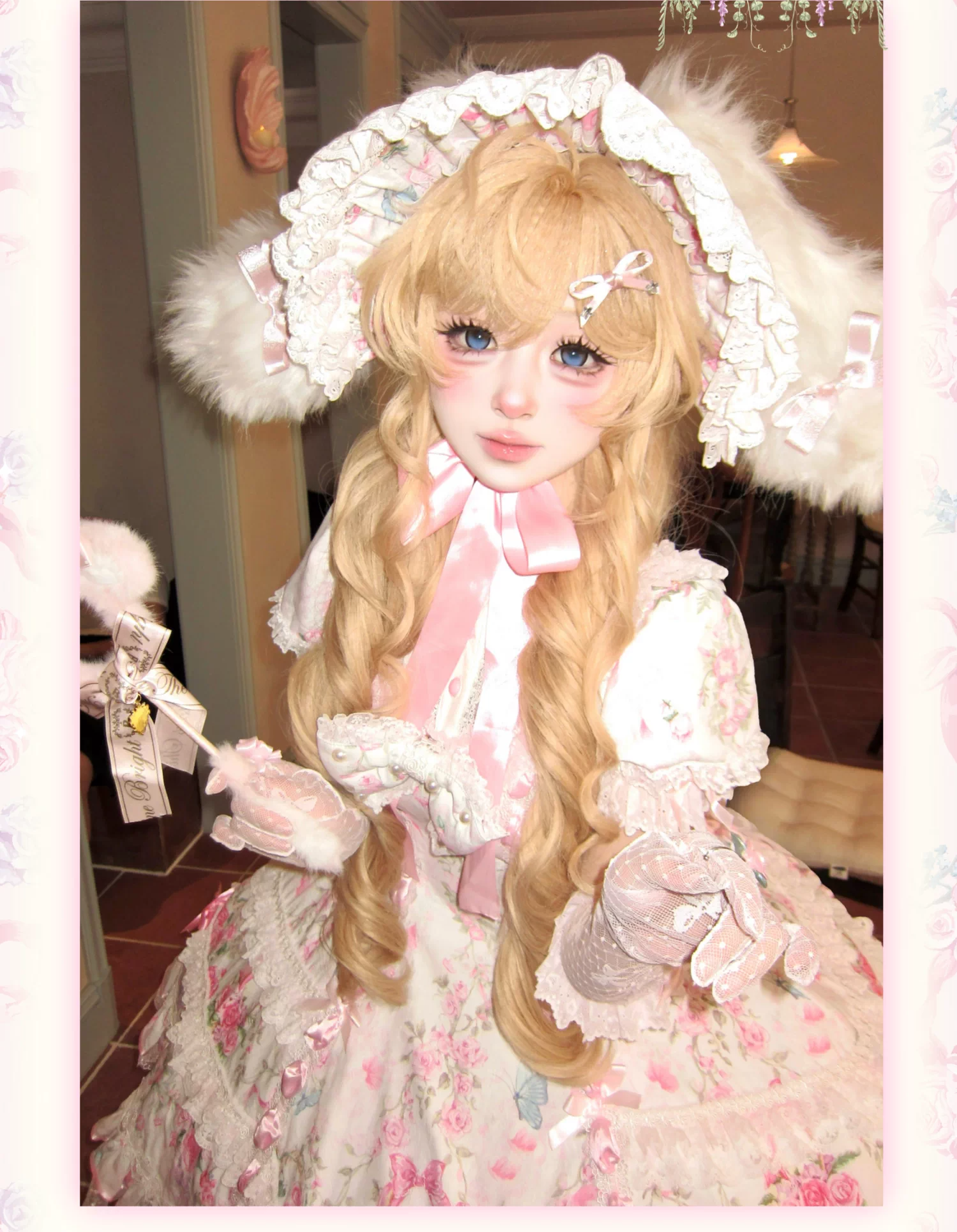 Eternal Vow - Old School Lolita Jacquard OP, Floral and Butterfly Print 45830:865757