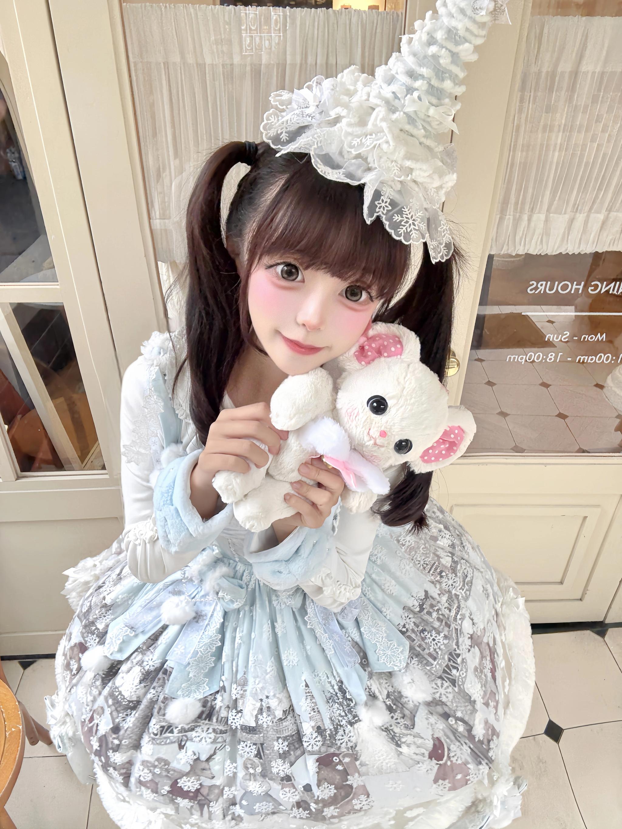 Jiuniangtutao - Edelweiss Moment - Fluffy Sweet Lolita JSK, Snow Details 44264:801720