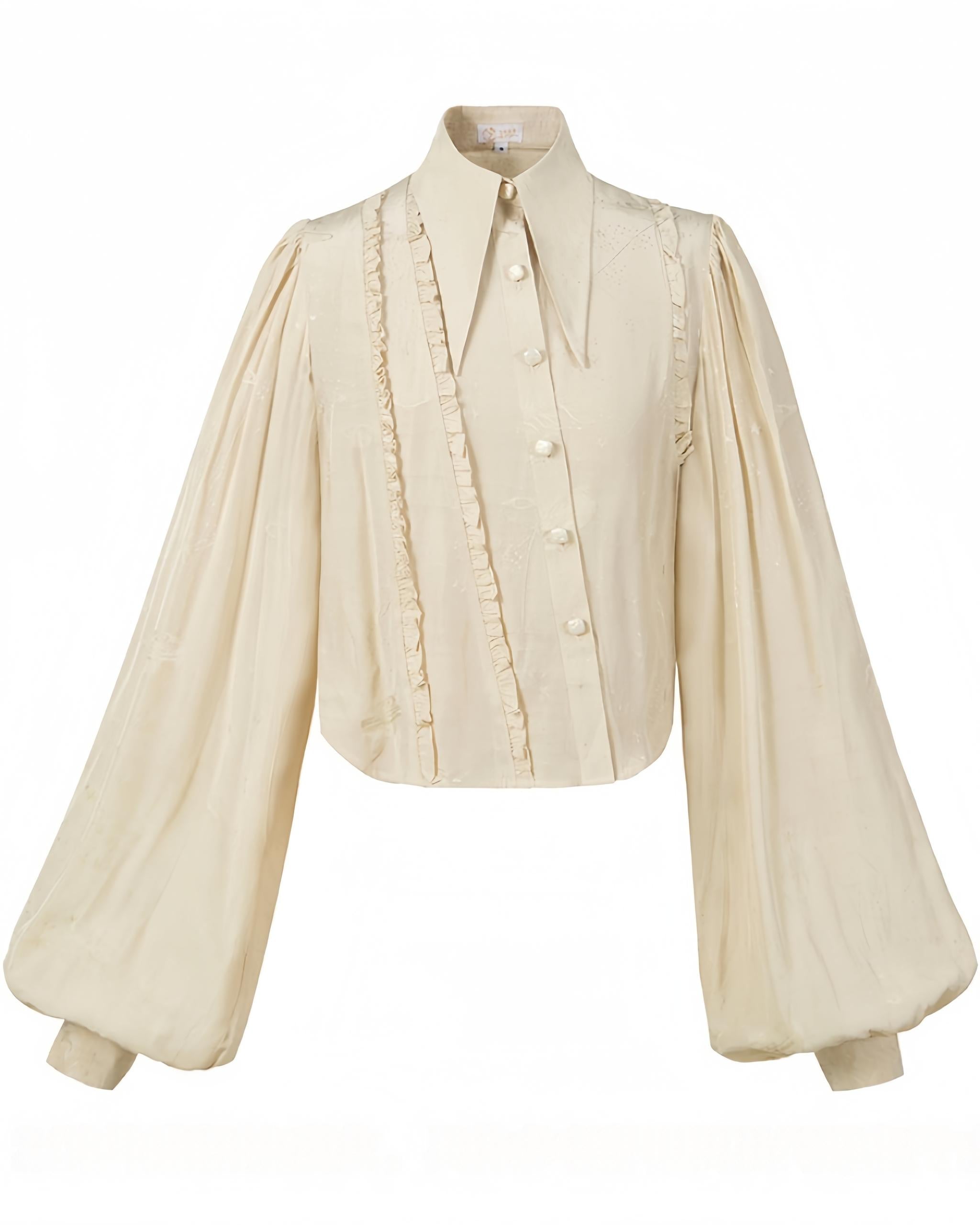 ZJstory - Starry for You - Vintage Lolita Shirt American Retro Style Blouse Beige S