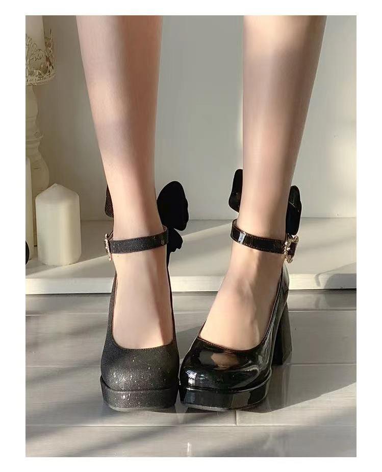 Pure Tea For Dream~Untouchable Butterfly~Elegant Lolita Heels Lolita Shoes PU Shining Platform 32642:388808