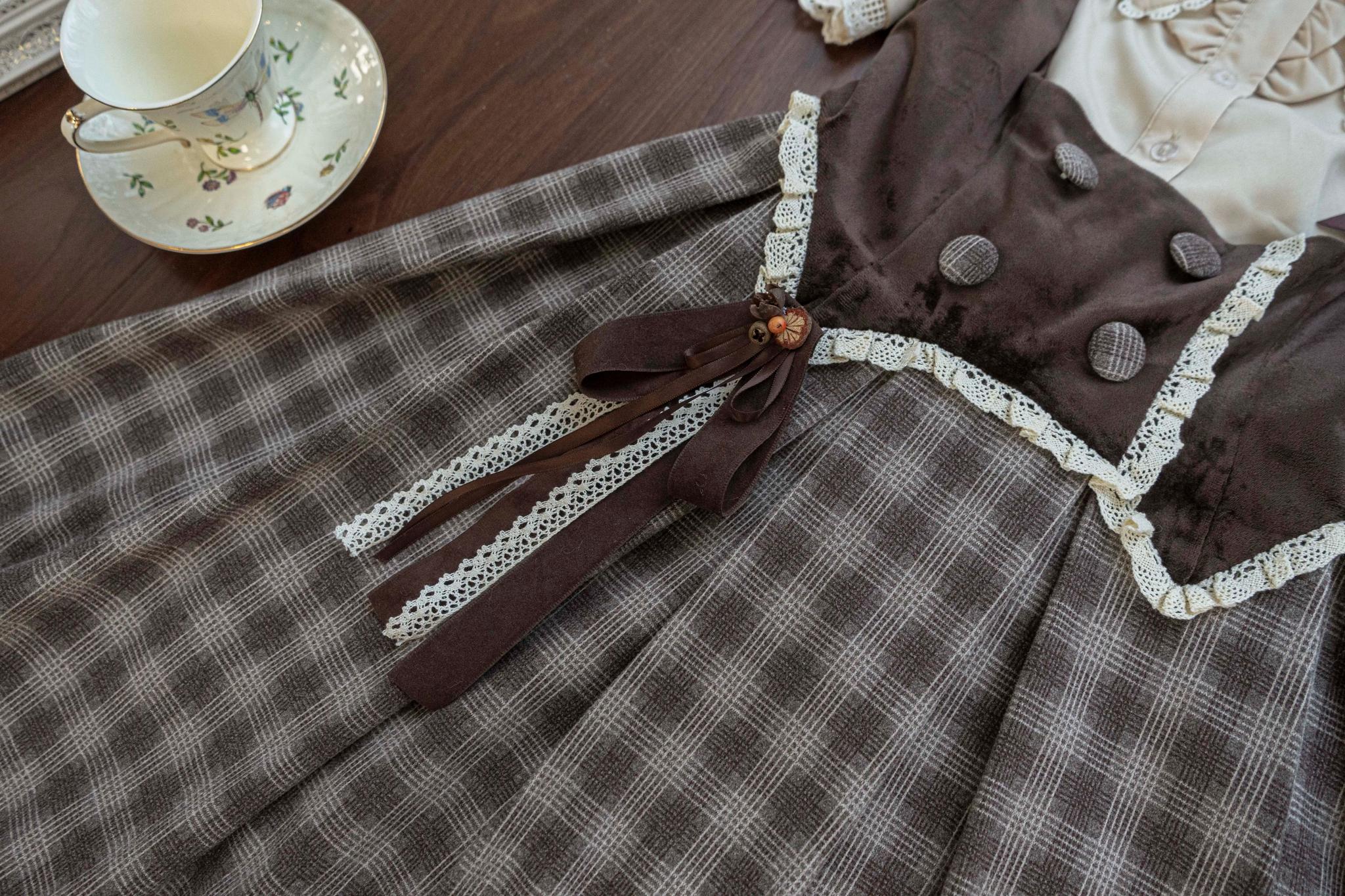 White Tea Story - Chestnut Autumn - Plaid Classic Lolita JSK, Bust Supporting 44210:798752