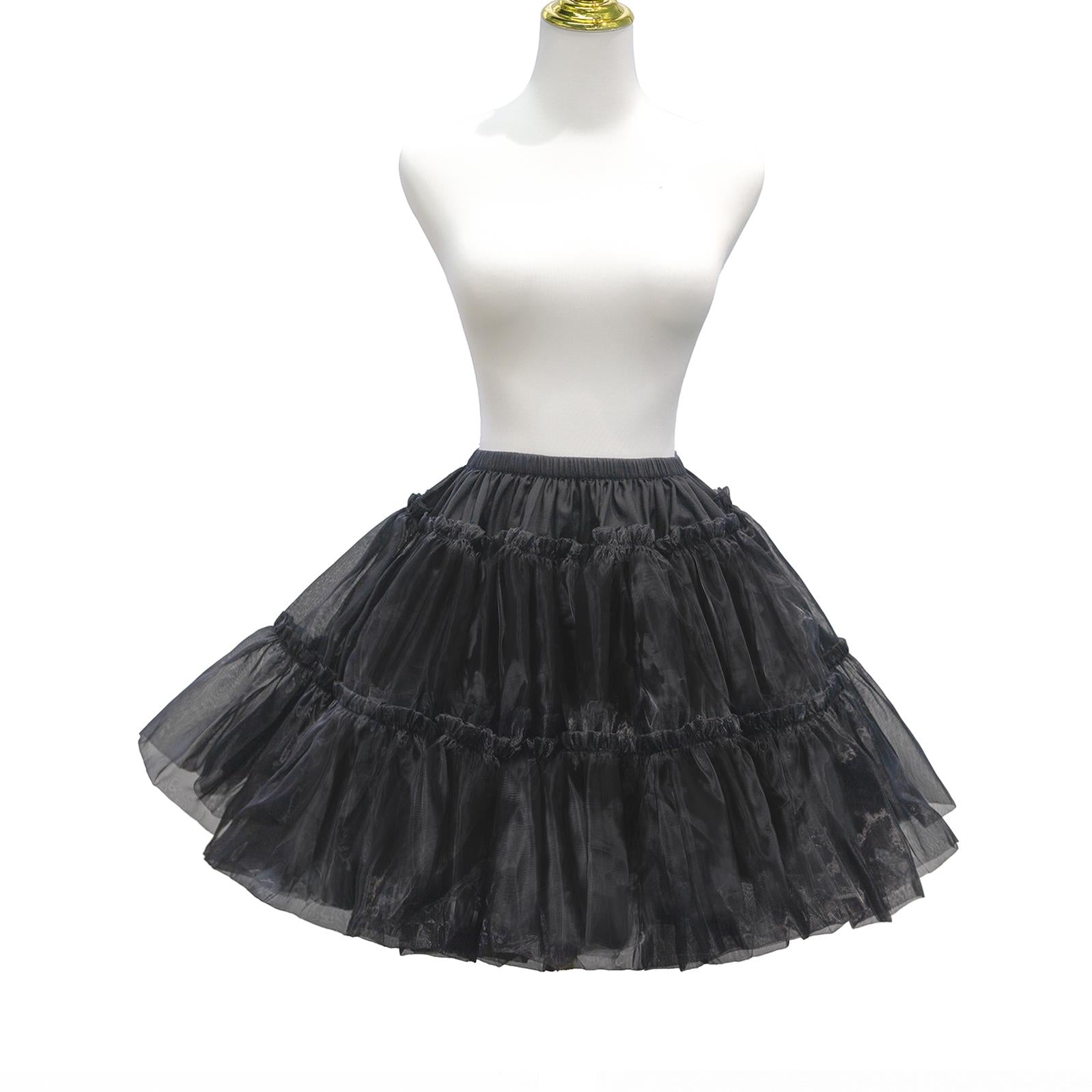 Aurora&Ariel - Black Puffy Lolita Petticoat | 18" (45cm) Length, Cotton Lining