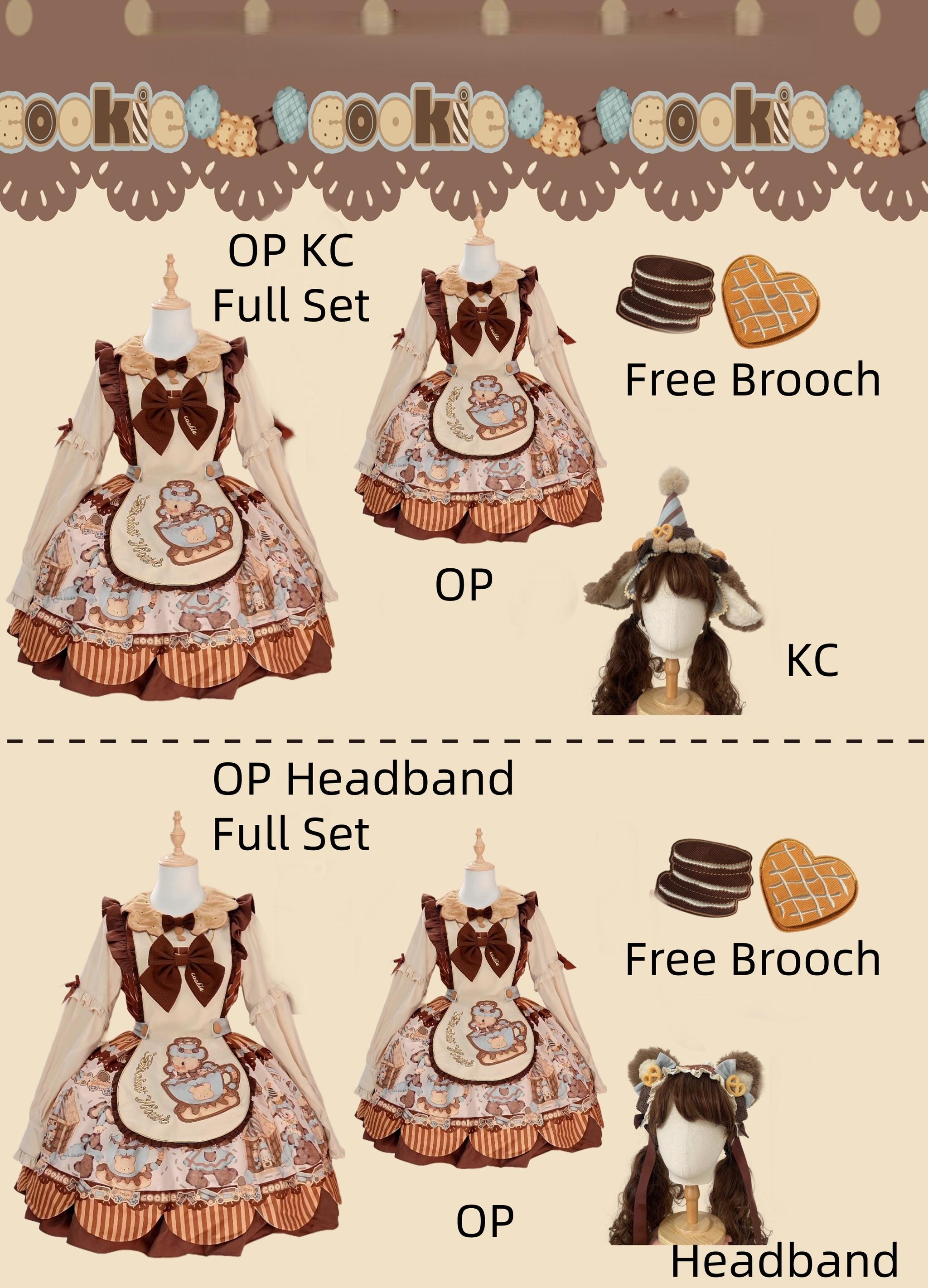 Star Fantasy - Bear Cookies - Kawaii Bear Printed Vintage Lolita Dress (Beige / 2XL L M S XL) 43817:786478