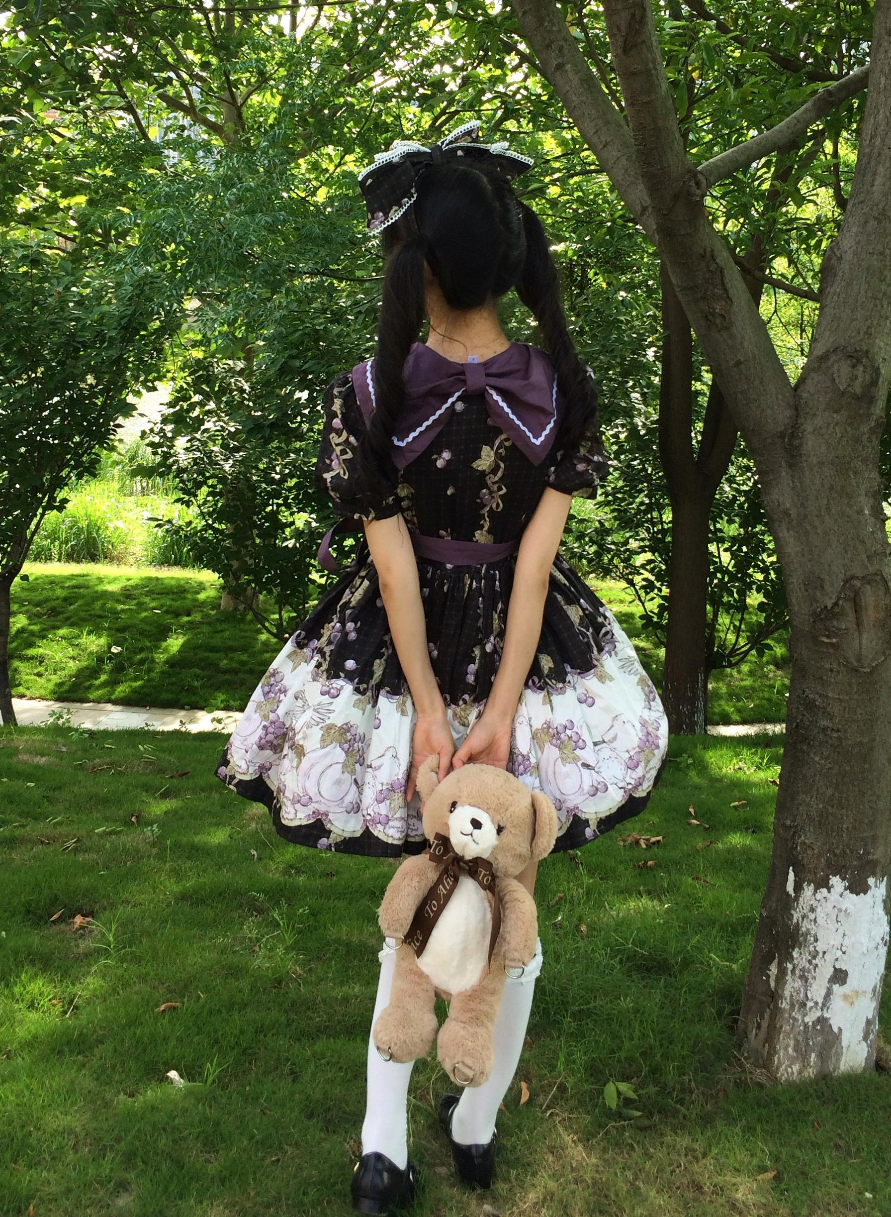 Grape Season - Cotton Classic Lolita Grape Printed OP & JSK Dress 45609:855234